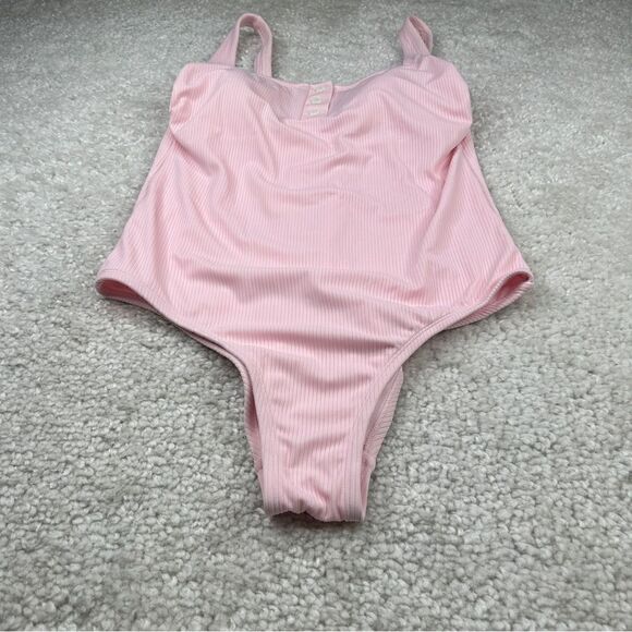 Stoney Clover X Target Pink Ribbed Henley One Piece Swimsuit - Picture 2 of 8